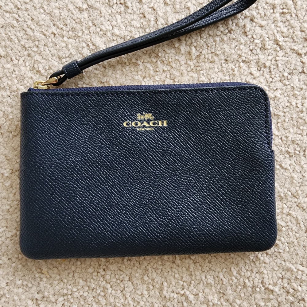 Coach Dark Blue Wristlet
